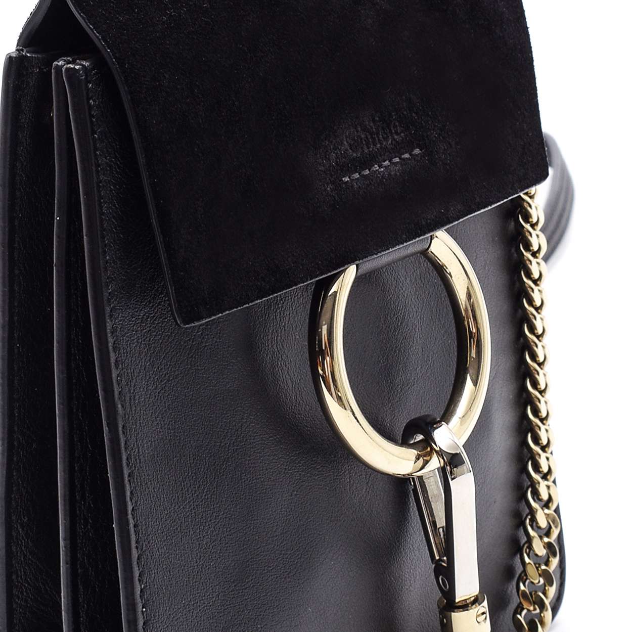 Chloe - Black Leather and Suede Faye Bracelet Messenger Bag